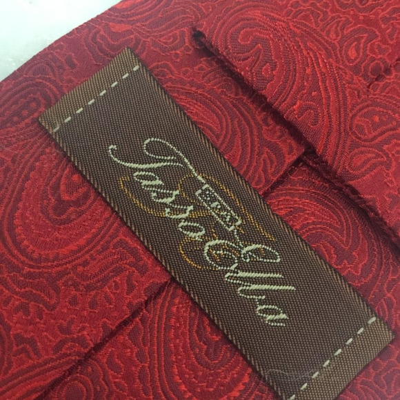 TASSO ELBA RED PAISLEY SILK TIE - Picture 4 of 12